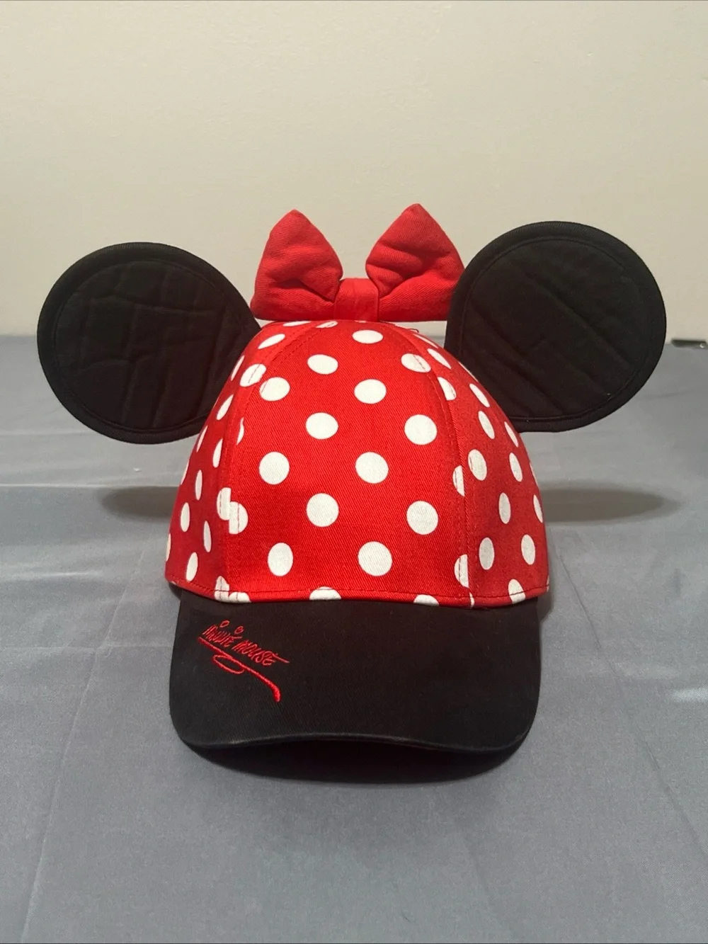 Walt Disney World Youth Minnie Mouse Hat Polka Dot with Ears and Bow Adj
